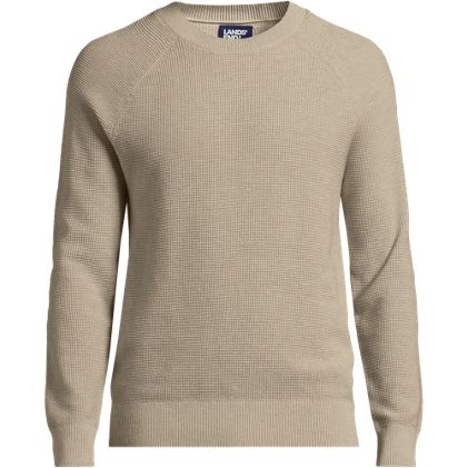 Men's Long Sleeve Cotton Cashmere Waffle Sweater - image 1