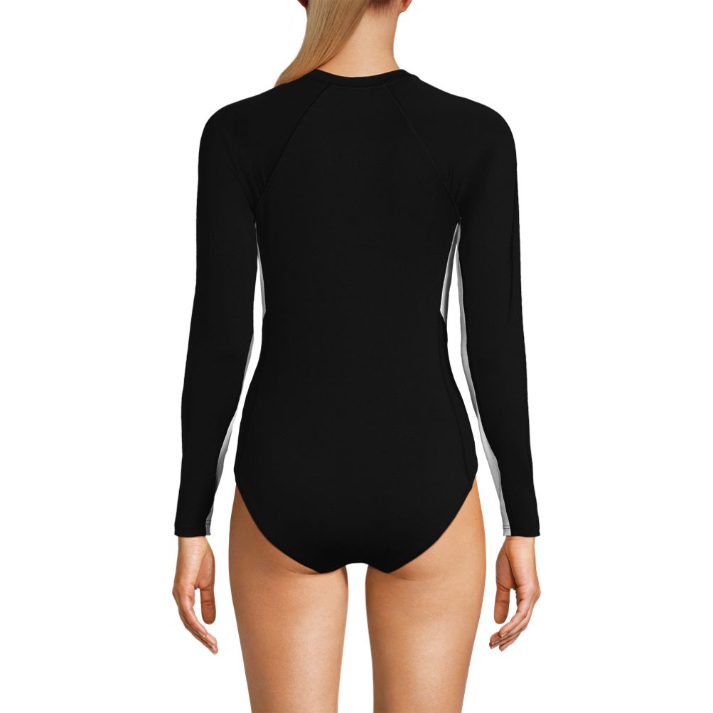 Women's Long Sleeve Zip Front One Piece Swimsuit | Lands' End