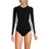Women's Long Sleeve Zip Front One Piece Swimsuit, Front