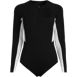 Women's Long Sleeve Zip Front One Piece Swimsuit, Front