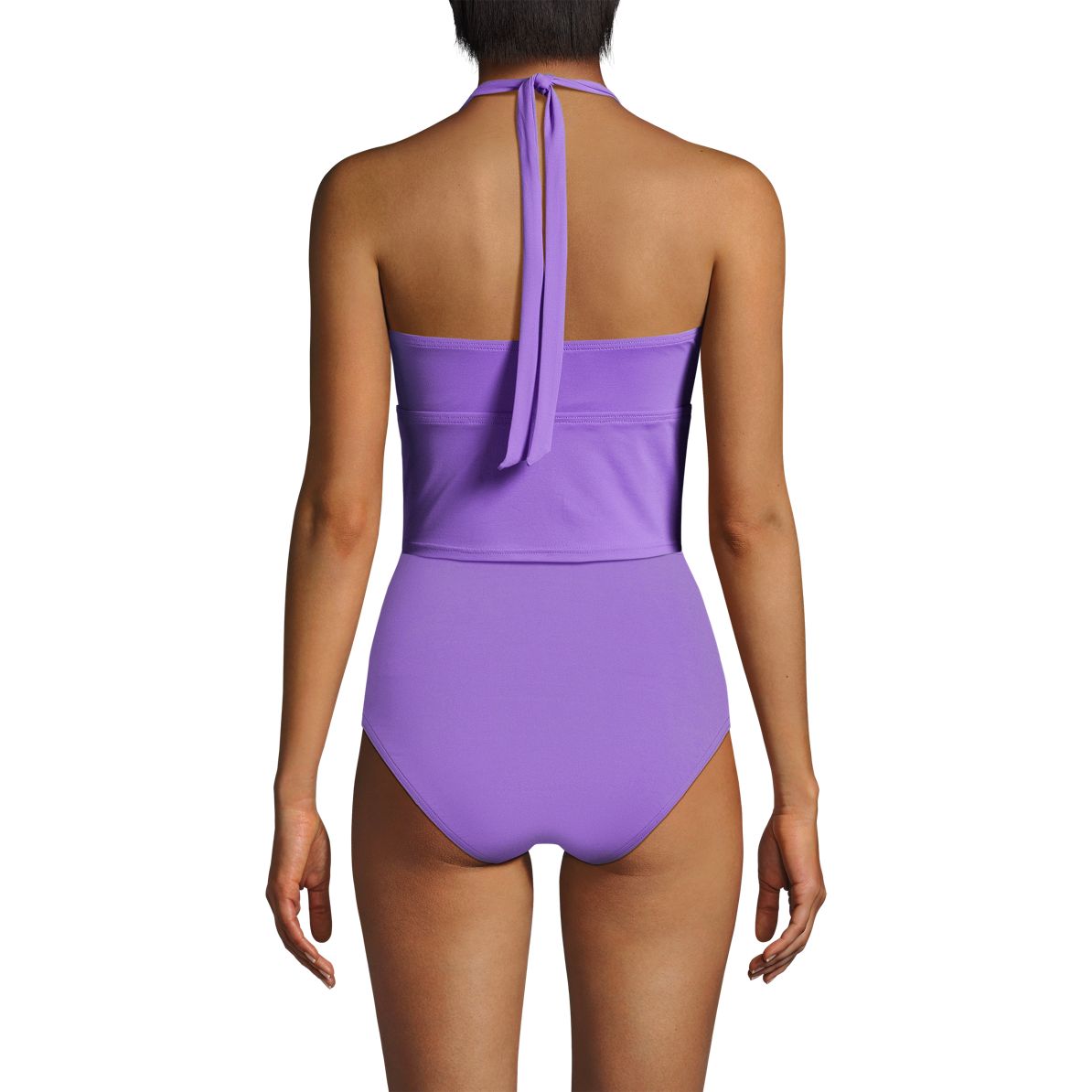 Women's Knot Front Halter Tankini Swimsuit Top