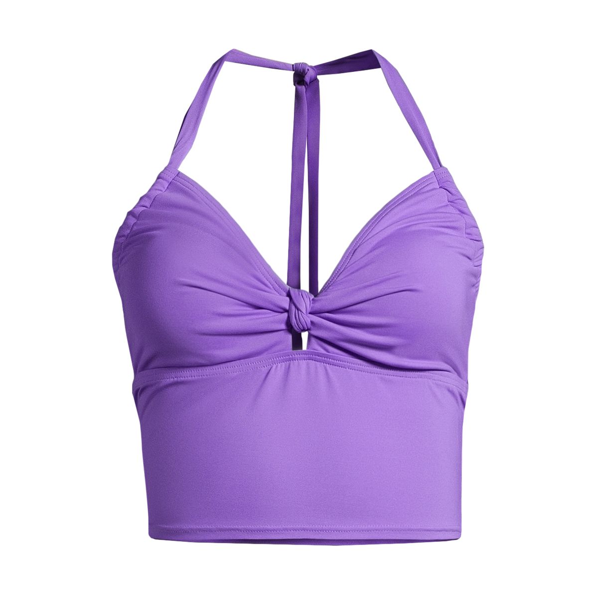 Women's Knot Front Halter Tankini Swimsuit Top