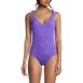 Women's Chorine Resistant Tie Shoulder V-neck High Leg One Piece Swimsuit, Front