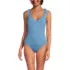 Women's Chorine Resistant Tie Shoulder V-neck High Leg One Piece Swimsuit, Front