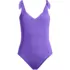 Women's Chorine Resistant Tie Shoulder V-neck High Leg One Piece Swimsuit, Front