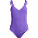 Women's Chorine Resistant Tie Shoulder V-neck High Leg One Piece Swimsuit, Front