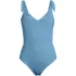 Women's Chorine Resistant Tie Shoulder V-neck High Leg One Piece Swimsuit, Front