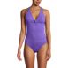 Women's Knot Front V-neck High Leg One Piece Swimsuit, Front