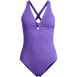 Women's Knot Front V-neck High Leg One Piece Swimsuit, Front