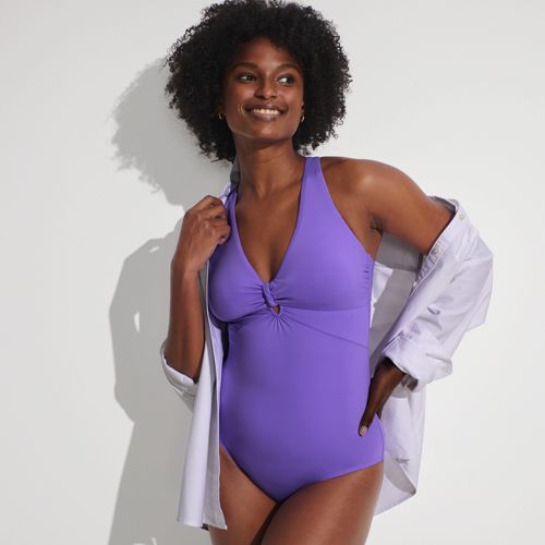 【THE MOZZ】Hinds Knot One Piece Women's Knot Front V-neck High Leg One Piece Swimsuit