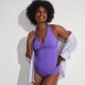 Women's Knot Front V-neck High Leg One Piece Swimsuit, alternative image