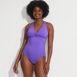 Women's Knot Front V-neck High Leg One Piece Swimsuit, Front