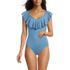 Women's Ruffle V-neck High Leg One Piece Swimsuit, Front