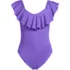 Women's Ruffle V-neck High Leg One Piece Swimsuit, Front