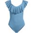 Women's Ruffle V-neck High Leg One Piece Swimsuit, Front