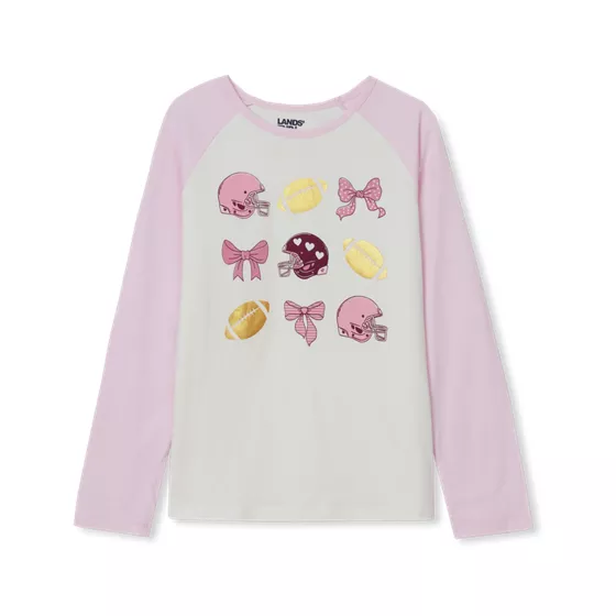 Girls Long Sleeve Raglan Graphic T-Shirt - primary