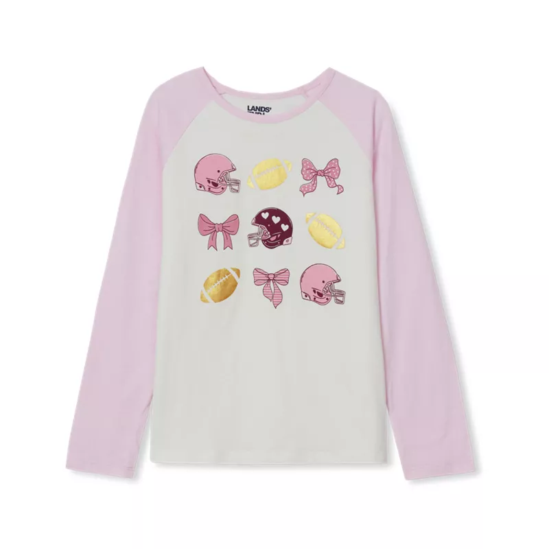 Girls Long Sleeve Raglan Graphic T-Shirt, alternative image