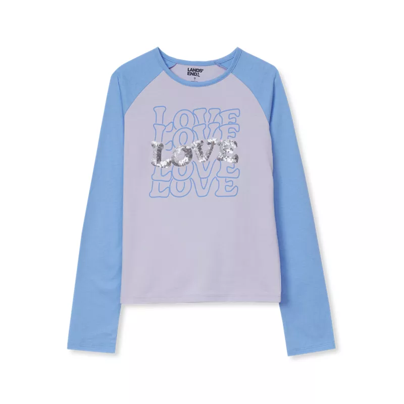 Girls Long Sleeve Raglan Graphic T-Shirt, alternative image