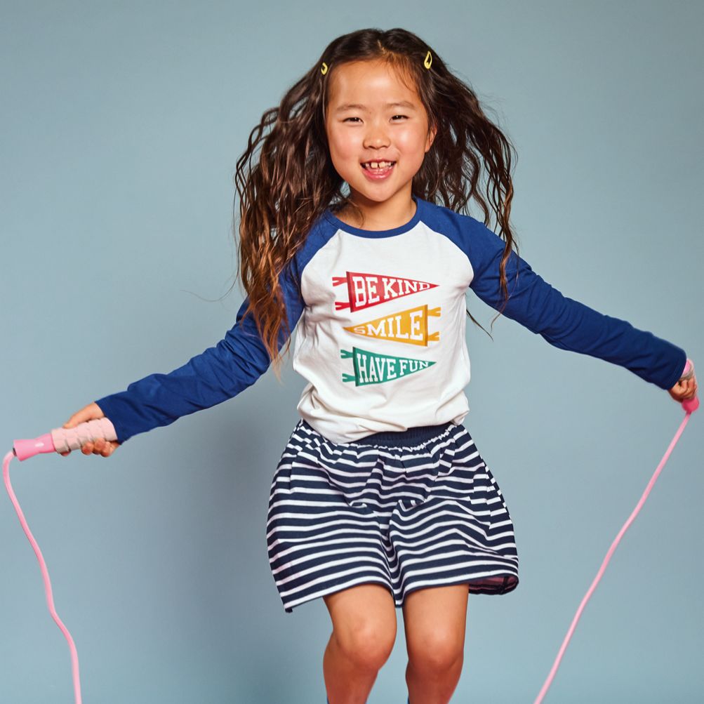 Girls Long Sleeve Raglan Graphic T-Shirt | Lands' End