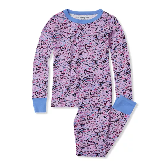 Kids Long Sleeve Top and Bottom Snug Fit Pajama Set - primary
