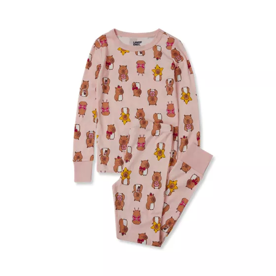 Kids Long Sleeve Top and Bottom Snug Fit Pajama Set - primary
