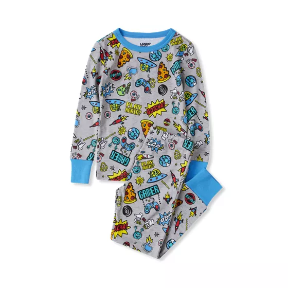 Kids Long Sleeve Top and Bottom Snug Fit Pajama Set - primary