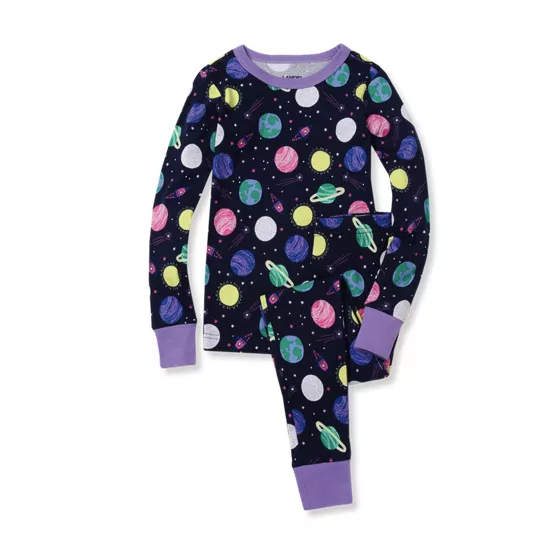 Kids Long Sleeve Top and Bottom Snug Fit Pajama Set - primary