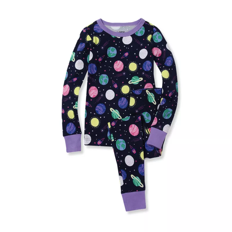 Kids Long Sleeve Top and Bottom Snug Fit Pajama Set, alternative image