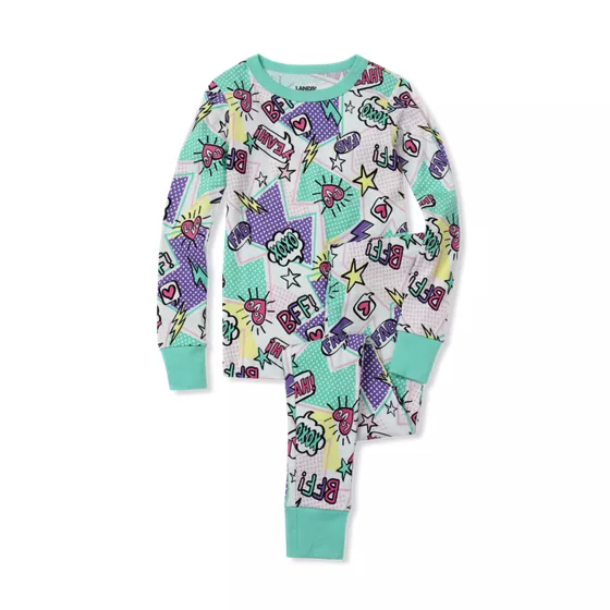 Kids Long Sleeve Top and Bottom Snug Fit Pajama Set - primary