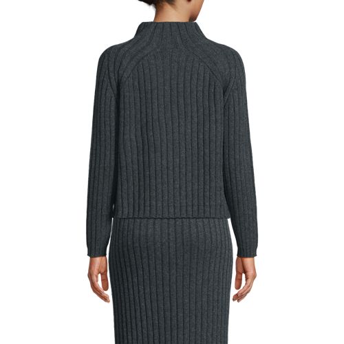  Lands' End Pullover Aus Softem Rippstrick, Damen, Größe:44-46 Regular, Schwarz, Baumwolle/wolle/nylon, By Lands' End 