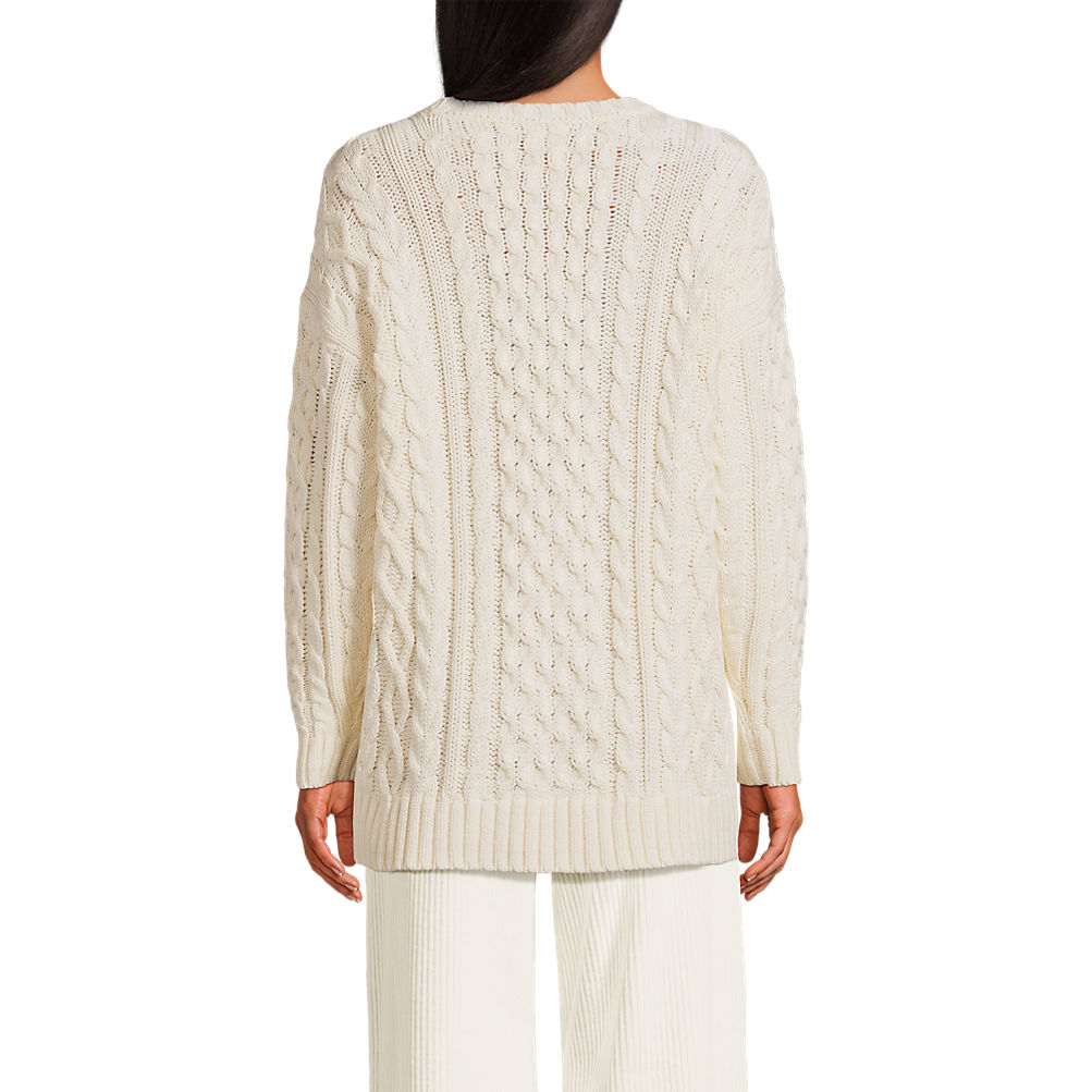 Women's Oversized Drifter Cable Tunic Sweater | Lands' End Women's Oversized Drifter Cable Tunic Sweater | Lands' End