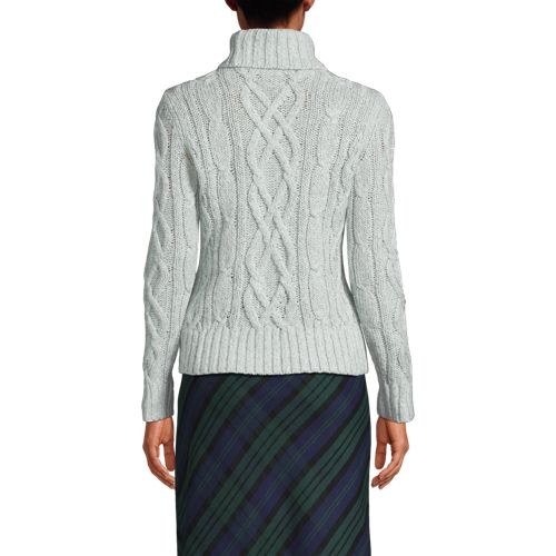 Women's Shine Boucle Cable Turtleneck Sweater, Back