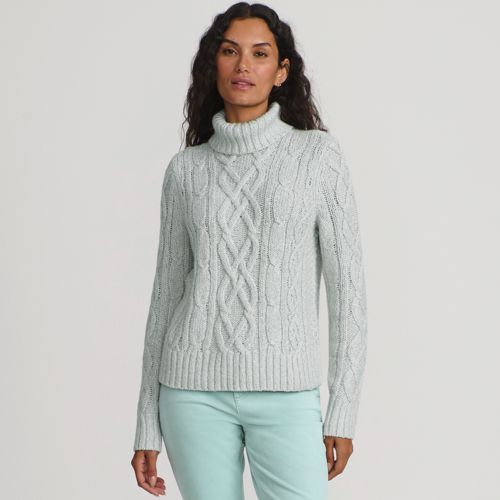 Women's Shine Boucle Cable Turtleneck Sweater, Front