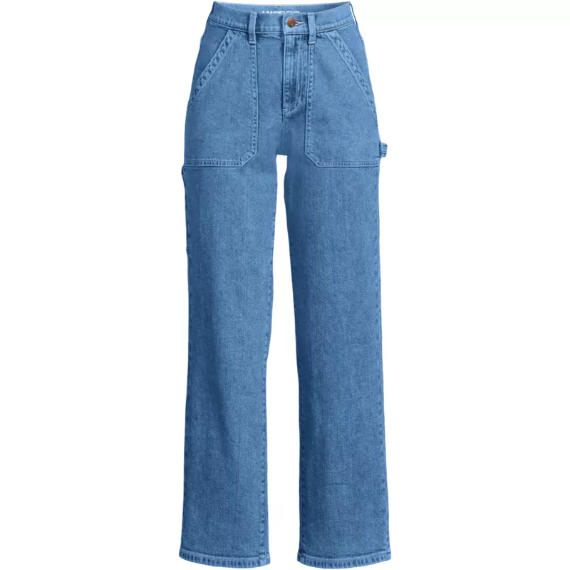 Women's Plus Size Soft Denim High Rise Utility Cargo Ankle Jeans, Front