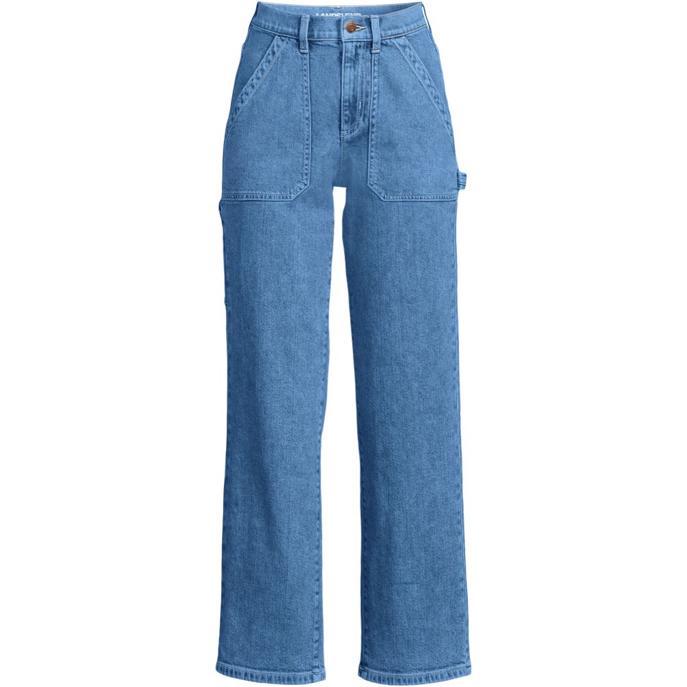 Women's Soft Denim High Rise Utility Cargo Ankle Jeans | Lands' End
