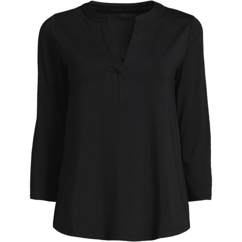 Women's 3/4 Sleeve Lightweight Jersey Lattice Detail Top