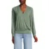 Women's Long Sleeve Lightweight Jersey Surplice Blouse, Front