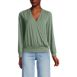 Women's Long Sleeve Lightweight Jersey Surplice Blouse, Front