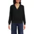 Women's Long Sleeve Lightweight Jersey Surplice Blouse, Front