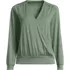 Women's Long Sleeve Lightweight Jersey Surplice Blouse, Front