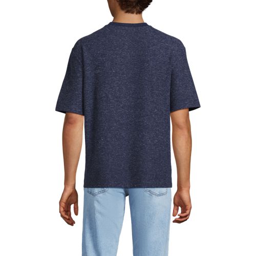  Lands' End Premium Shirt Mit Leinen Und Waffelstruktur, Herren, Größe:44-46 Regular, Blau, Leinen/polyester-mischung, By Lands' End 