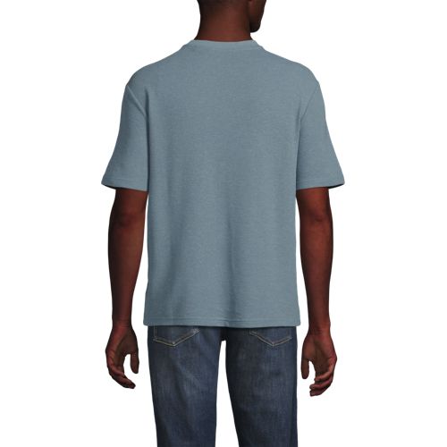  Lands' End Premium Shirt Mit Leinen Und Waffelstruktur, Herren, Größe:44-46 Regular, Blau, Leinen/polyester-mischung, By Lands' End 