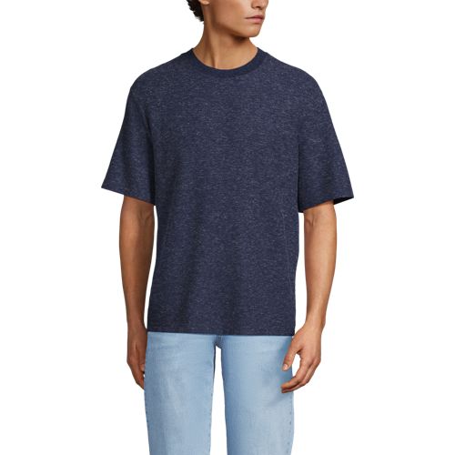  Lands' End Premium Shirt Mit Leinen Und Waffelstruktur, Herren, Größe:44-46 Regular, Blau, Leinen/polyester-mischung, By Lands' End 