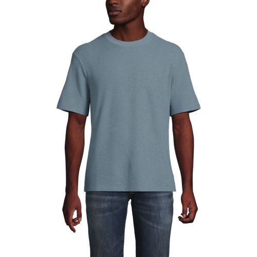  Lands' End Premium Shirt Mit Leinen Und Waffelstruktur, Herren, Größe:44-46 Regular, Blau, Leinen/polyester-mischung, By Lands' End 