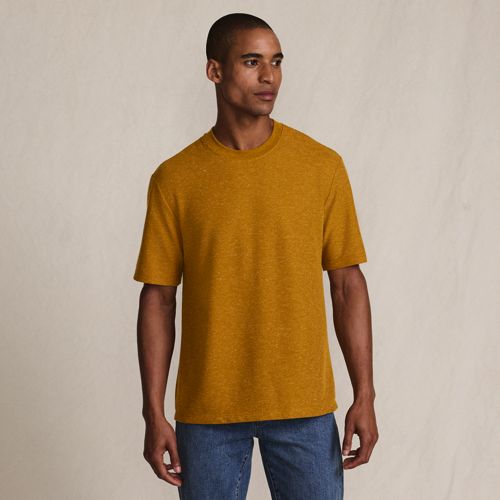  Lands' End Premium Shirt Mit Leinen Und Waffelstruktur, Herren, Größe:44-46 Regular, Gelb, Leinen/polyester-mischung, By Lands' End 