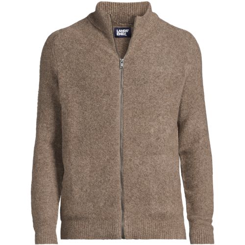  Lands' End Weicher, Strukturierter Cardigan Mit Durchgängigem Reißverschluss, Herren, Größe:56-58 Regular, Grün, Wolle/polyester/polyacryl, By Lands' End 