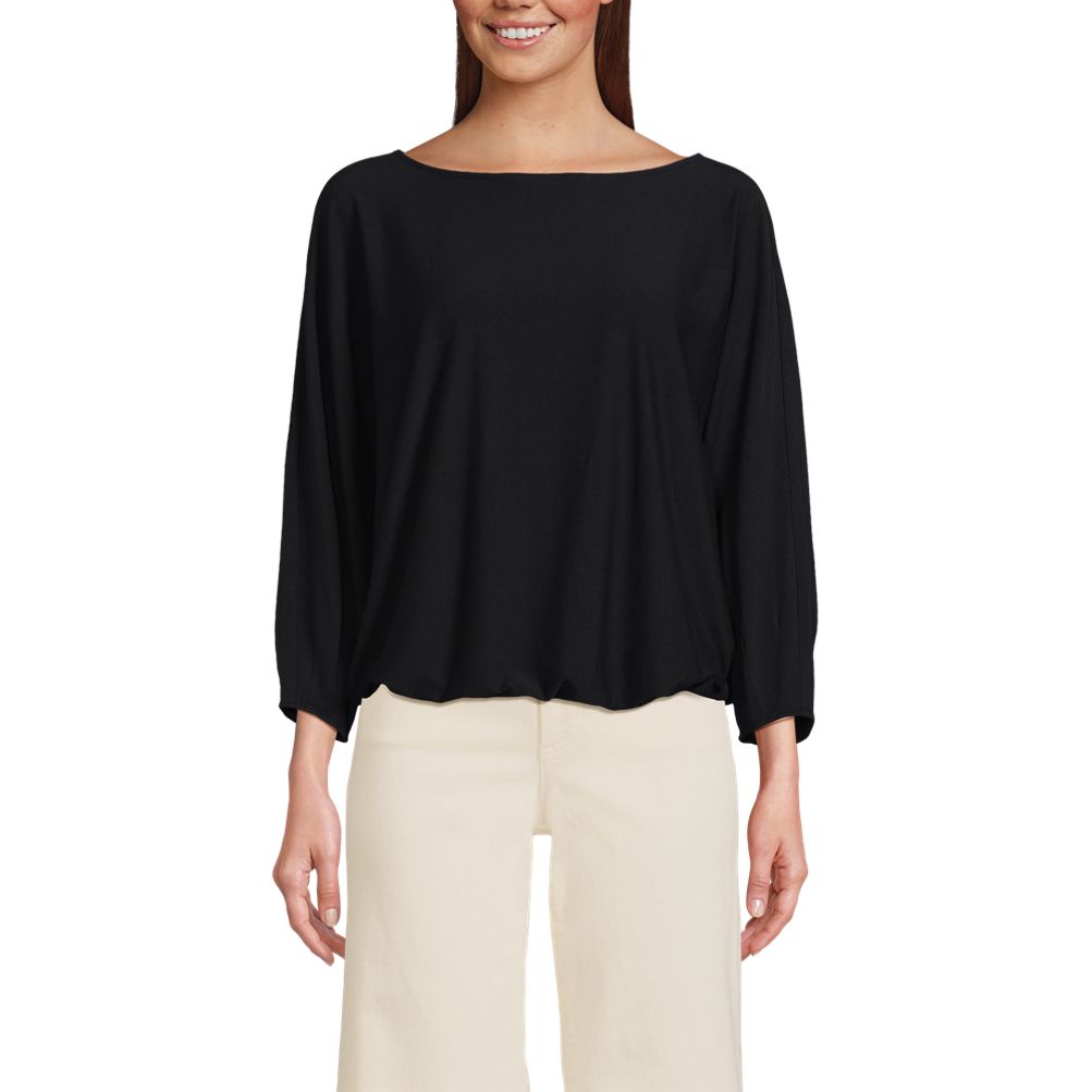 売れ筋商品|||ランズエンド カットソー トップス レディース Women's Lightweight Jersey 3/4 Sleeve Dolman Blouson Top Deep sea navy Lands' End Women's Lightweight Jersey 3/4 Sleeve Dolman
