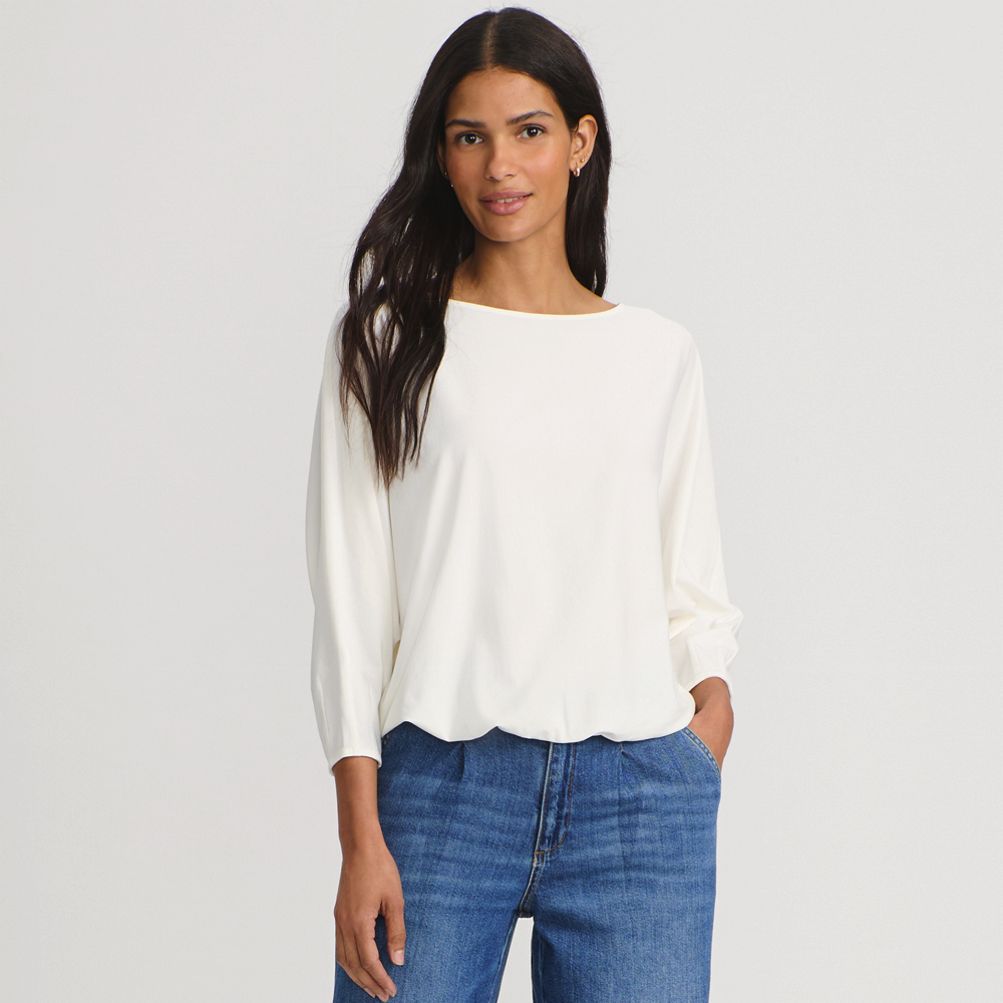 売れ筋商品|||ランズエンド カットソー トップス レディース Women's Lightweight Jersey 3/4 Sleeve Dolman Blouson Top Black Women's Lightweight Jersey 3/4 Sleeve Dolman Blouson Top