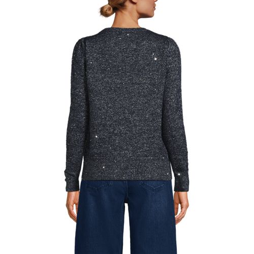  Lands' End Pullover Mit Pailletten, Damen, Größe:32-34 Regular, Blau, Polyacryl/polyester-mischung, By Lands' End 