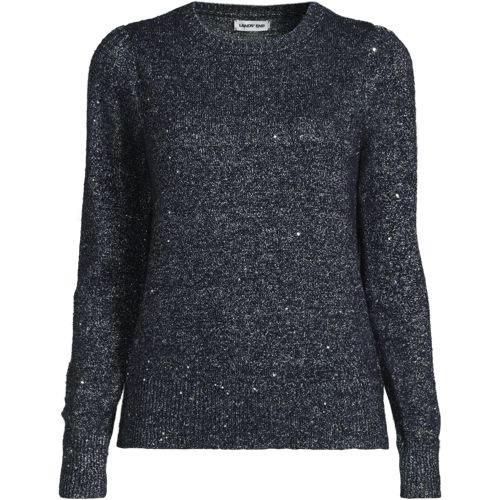  Lands' End Pullover Mit Pailletten, Damen, Größe:32-34 Regular, Blau, Polyacryl/polyester-mischung, By Lands' End 